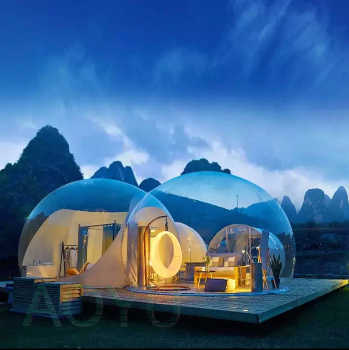 AOYU 4.5M Luxury bubble with en-suite and living area