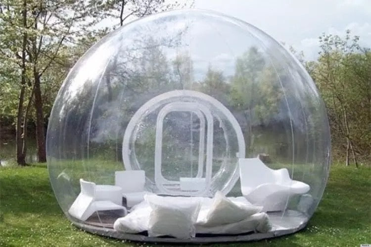 transparent bubble tent in outdoor camping area uk