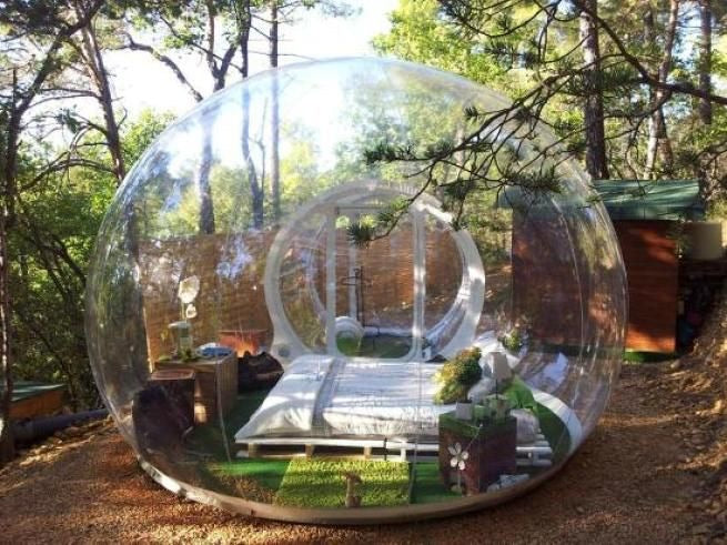bubble tent in camping glamping backgarden outside